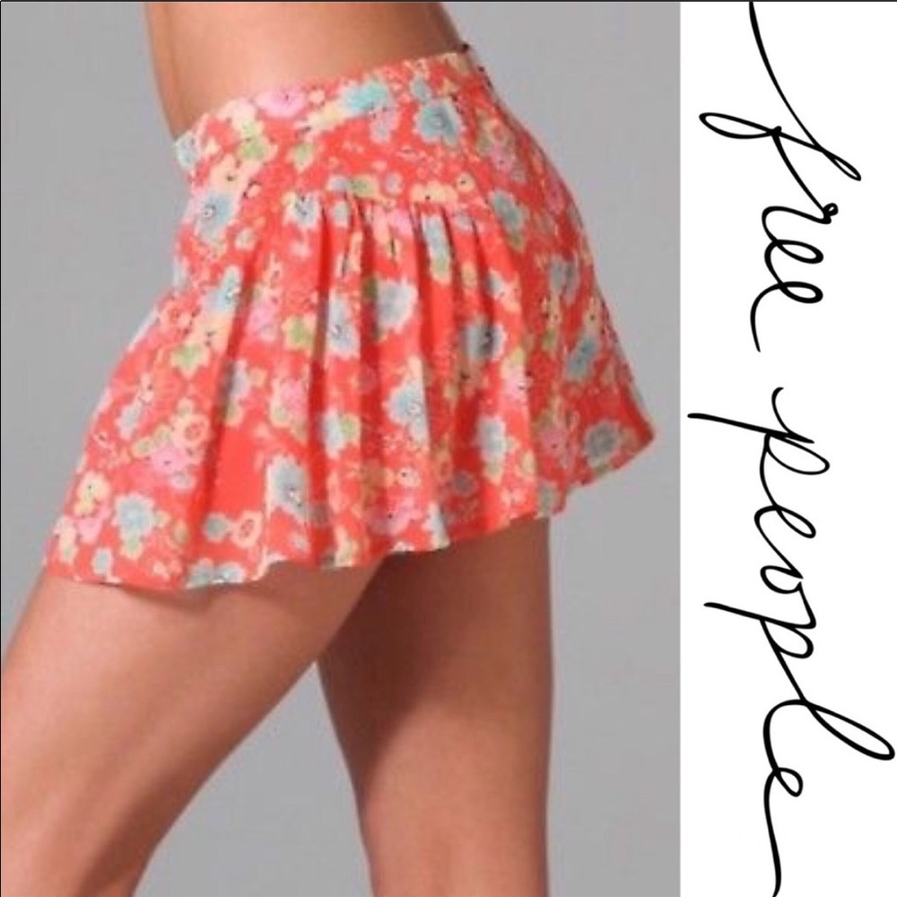 Free People Coral Floral Shorts